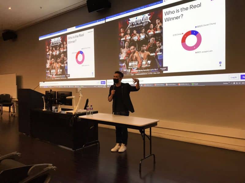 Bernie Wong delivering a social media marketing guest lecture at City University of Hong Kong