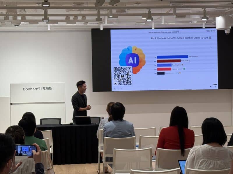 Dr Bernie Wong leading practical corporate AI training for Bonhams professionals in Hong Kong