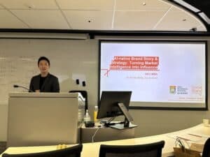Dr Bernie Wong delivering an AI-native brand strategy guest lecture for HKU MBA participants