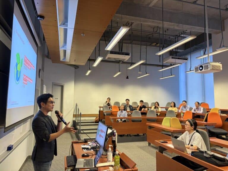 Dr Bernie Wong speaking on ESG storytelling and brand trust at PolyU SPEED