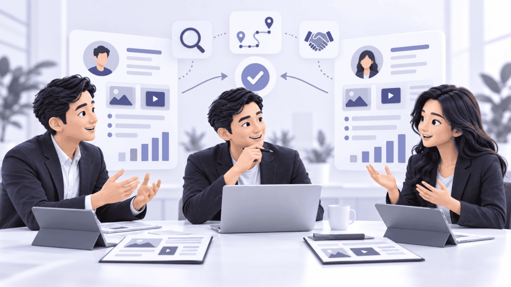 Business leader comparing digital marketing consultants and their strategic roadmaps