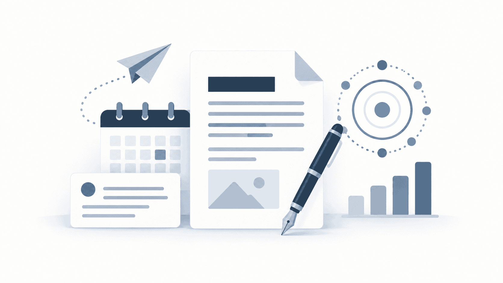 Abstract illustration of content marketing planning, publishing and audience reach in Hong Kong