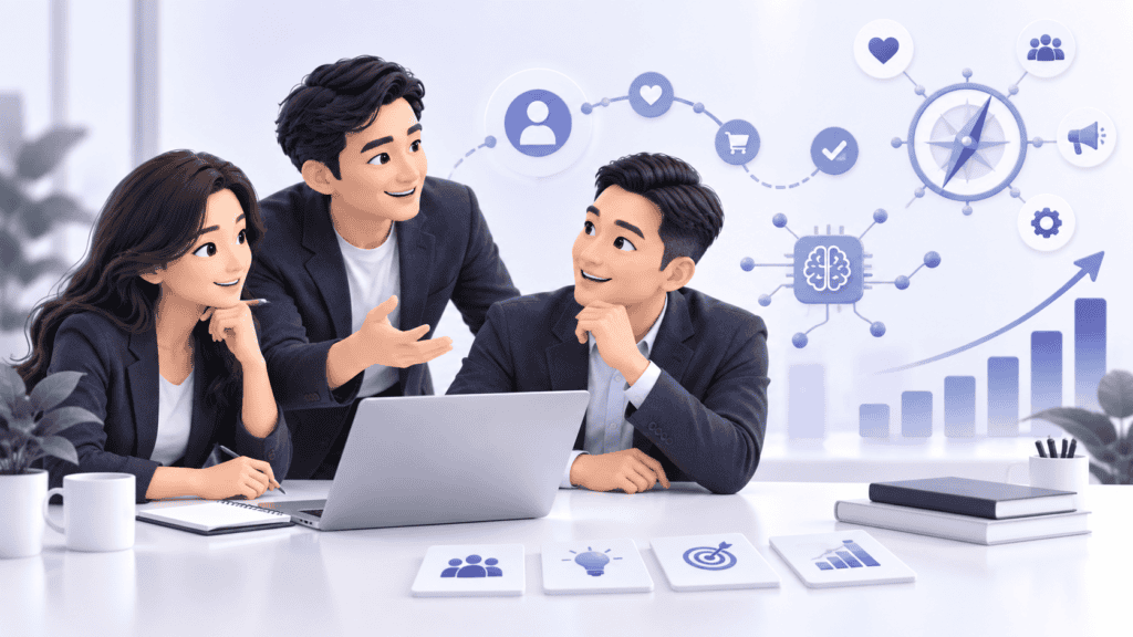 Digital marketing consultant guiding business leaders through an AI and growth strategy