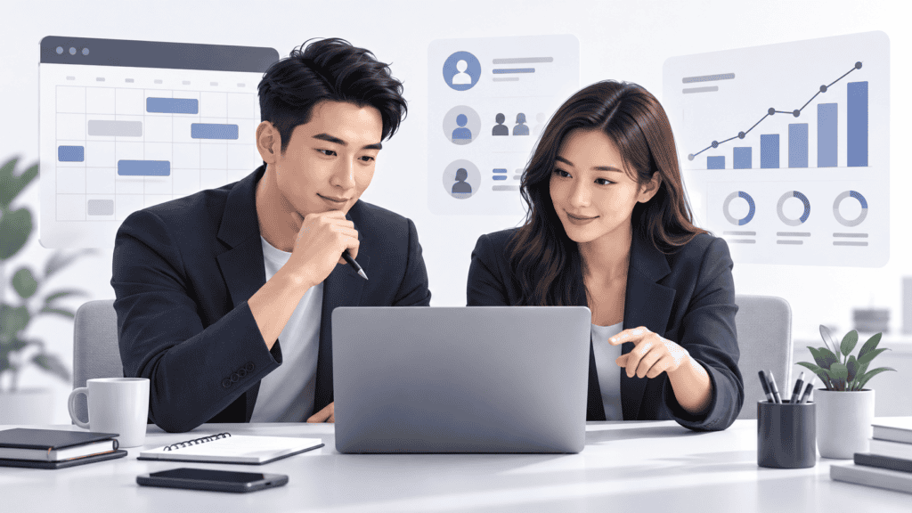 Marketing professionals planning a digital advertising campaign