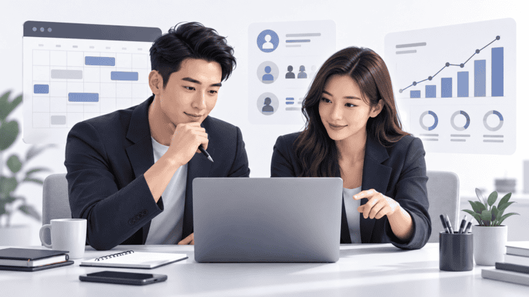 Marketing professionals planning a digital advertising campaign