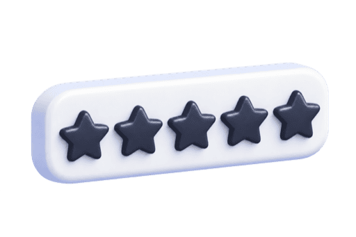 3D five-star review icon